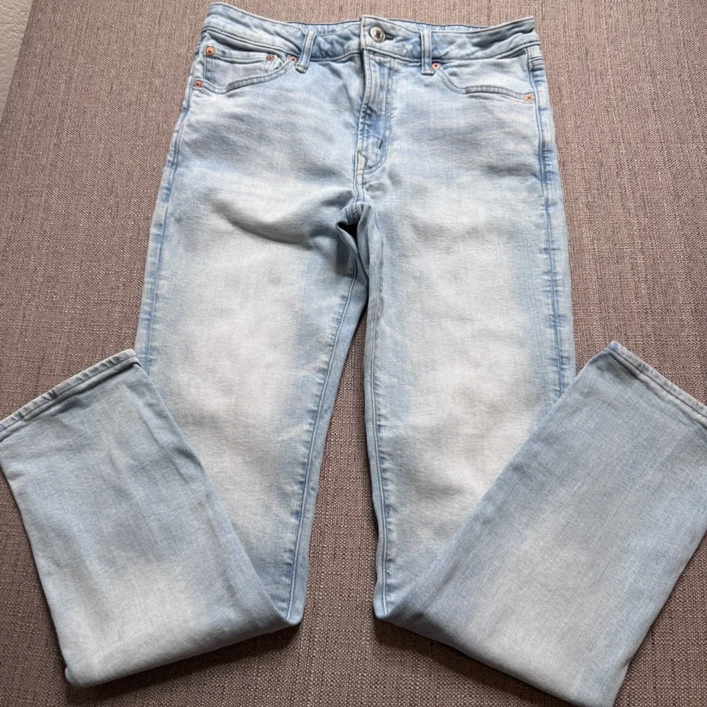 American Eagle Airflex+ Skinny Jeans Mens 33x32 Light Wash Stretch Denim